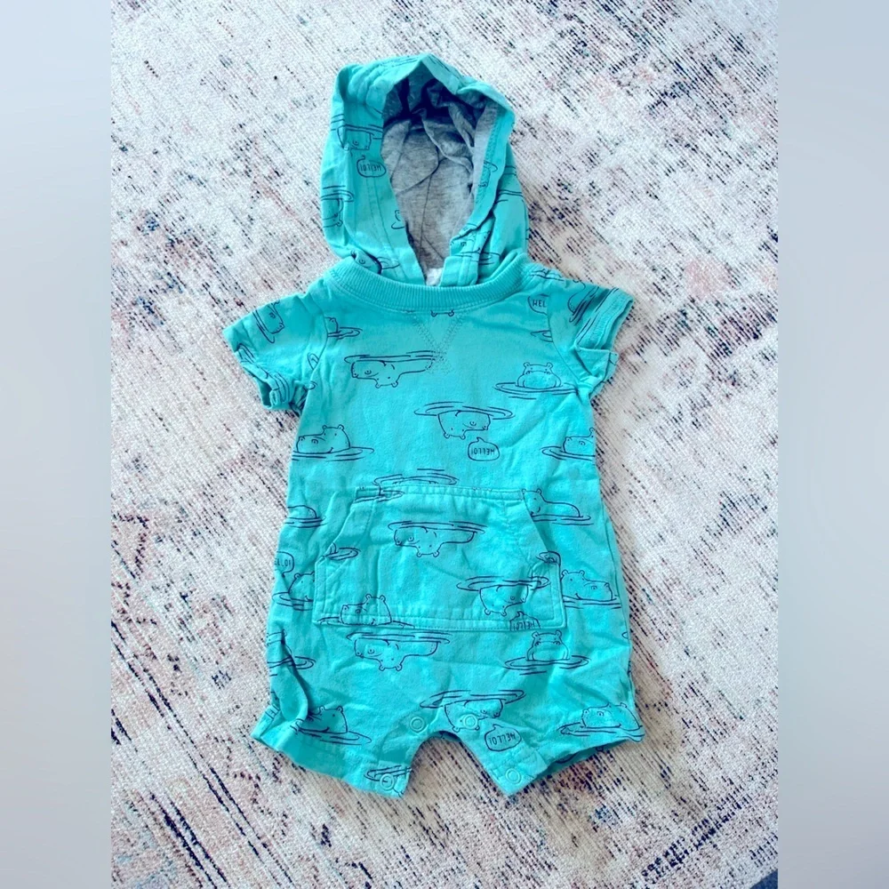 Carter's Blue Bodysuit with Hood and Shorts